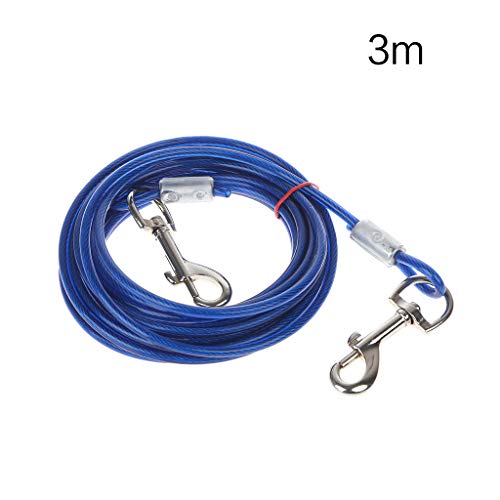 jojnsha Auslaufkabel für Hunde, kaufest, Stahldraht, Ausleine, Haustier-Auslegekabel für kleine, große Hunde, Länge 5 m jojnsha Auslaufkabel für Hunde, kaufest, Stahldraht, Ausleine, Haustier-Auslegekabel für kleine, große Hunde, Länge 5 m von jojnsha