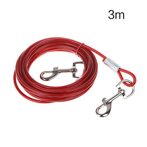 jojnsha Auslaufkabel für Hunde, kaufest, Stahldraht, Ausleine, Haustier-Auslegekabel für kleine, große Hunde, Länge 5 m jojnsha Auslaufkabel für Hunde, kaufest, Stahldraht, Ausleine, Haustier-Auslegekabel für kleine, große Hunde, Länge 5 m von jojnsha