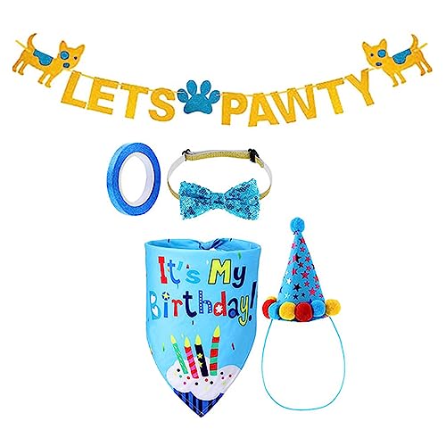 Hunde-Geburtstagskleid, Welpengeburtstagsparty-Zubehör, Halsband, Glitzer-Hut, Haustier-Geburtstagsparty-Zubehör, Kleid Hunde-Geburtstagskleid, Welpengeburtstagsparty-Zubehör, Halsband, Glitzer-Hut, Haustier-Geburtstagsparty-Zubehör, Kleid von jojobasec