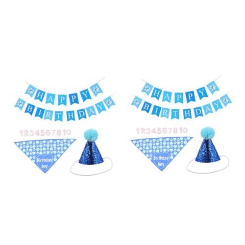 jojofuny 2 Sätze Haustier Geburtstag Anzug Hundegeburtstagsdeko Junge Dekoration Erste Hundegeburtstagsfeierhut Alles Zum Geburtstag Hund Party Hündchen Haustiere Groß Polyester Blue von jojofuny