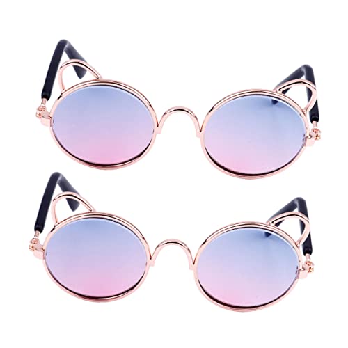 jojofuny 2st Pet Party Dekoration Sonnenbrille Sonnenbrille Persönlichkeit Lustig Lustiges Haustierzubehör Brille Maskerade Haustier Verkleiden Katzen-Sonnenbrille Niedlich Die Katze Metall von jojofuny