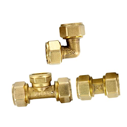jojofuny 3 Stück Rohrverbinder schnellverbinder schnell anschlussklemme gartenschlauchanschluss gerade Kupplung T-Kupplung kabelschlauch Verbindungsstück aus Kupfer Sanitärarmaturen Golden von jojofuny