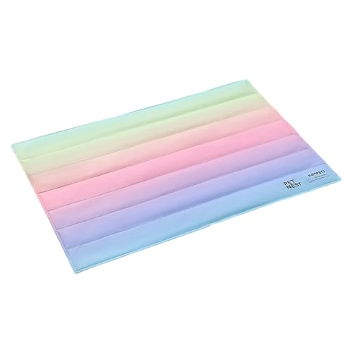 jopiuieo Kühlmatte für Hunde, Cooles Haustierpad, Gelkühlung Hundekiste Pad, 23,6 x 35,4 Zoll Regenbogen -Gradientenkatze Schlafmatratze für Autositze, Betten Innen im Freien von jopiuieo