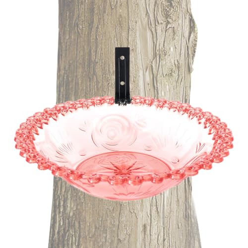 jopiuieo Vogeltränke für Draußen | 22,9 cm Garten Vogeltränke Schüssel Baummontiert - Transparent Hängend Wasser Futterbecken Blumenförmige Statue für Kolibri Sittich von jopiuieo