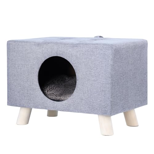 joukares Haustierhaus für Indoor-Katzen, Katzenhöhle aus Holz mit abnehmbarem Kissen, Katzenwürfelhaus Katzenbetten für kleine Katzen und kleine Hunde, 1 Set joukares Haustierhaus für Indoor-Katzen, Katzenhöhle aus Holz mit abnehmbarem Kissen, Katzenwürfelhaus Katzenbetten für kleine Katzen und kleine Hunde, 1 Set von joukares