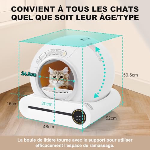 joukares Selbstverpackte Katzendrüsenbox, 65L Automatische Smart Cat Toilette mit Infrarotsensor, App-kontrolliert, 3 Modi, Geruchsentfernung, elterliche Schloss, ruhige Multi-Katze-Katzentoilette f joukares Selbstverpackte Katzendrüsenbox, 65L Automatische Smart Cat Toilette mit Infrarotsensor, App-kontrolliert, 3 Modi, Geruchsentfernung, elterliche Schloss, ruhige Multi-Katze-Katzentoilette f von joukares