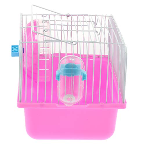 joyMerit Hamsterkäfig Nagerkäfig Mäusekäfig mit Laufrad, Futternapf und hängender Wasserflasche - Rosa von joyMerit