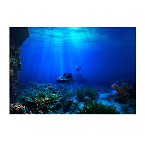 joyMerit PVC Hintergrund Aufkleber Fotorückwand Rückwandfolie Poster für Aquarium Terrarium - Marine, 61x30cm von joyMerit