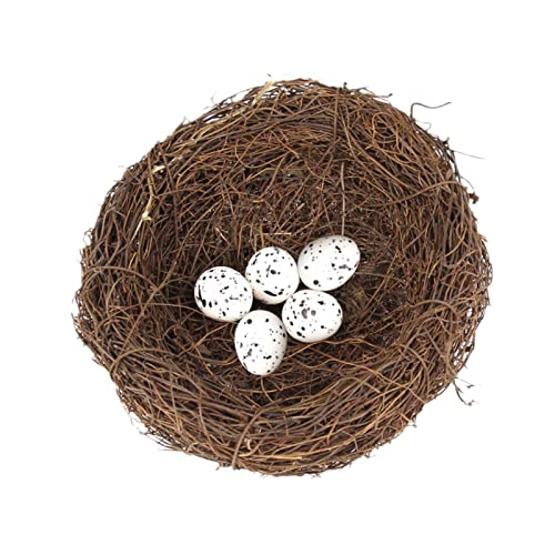 1 x Vogelnest aus Rattan, Simulation, Dekoration, Osterzubehör, weiche Einrichtungsrequisiten, Stroh-Simulation, Vogelhaus, 100 % Naturfaser, 15 cm Vogelnest von joyxiwa