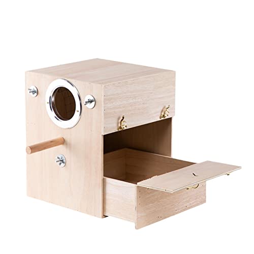 1 x vertikale Papageien-Zuchtbox, warmes hängendes Nest, Überwinterung, Vogelzubehör, Papageien, Paarungsbox, Holzzuchtbox für Vögel, mit Schublade, rechts hängend, 20 x 20 x 30 (0,6 cm von joyxiwa