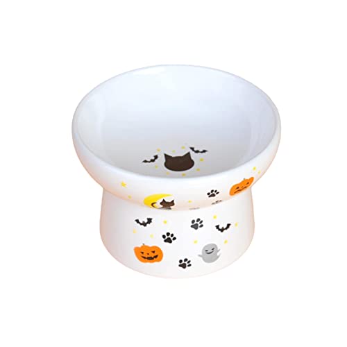 Japanischer Stil, hoher Keramiknapf für Haustiere, Erwachsene, Katze, Futternapf, Katzenfutter, bedruckt, Keramik, Katzennapf, Fledermaus, Getreideschale, Weiß Japanischer Stil, hoher Keramiknapf für Haustiere, Erwachsene, Katze, Futternapf, Katzenfutter, bedruckt, Keramik, Katzennapf, Fledermaus, Getreideschale, Weiß von joyxiwa