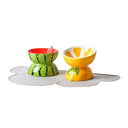 Katzennapf Obstnapf Keramik Katzenfutternapf zum Schutz der Halswirbels Schräge Mund Hohe Schüssel Katze Futter Wassernapf Hund Katze Reisschale Zitronenschale + Wassermelonenschale + Wolken-Tischset Katzennapf Obstnapf Keramik Katzenfutternapf zum Schutz der Halswirbels Schräge Mund Hohe Schüssel Katze Futter Wassernapf Hund Katze Reisschale Zitronenschale + Wassermelonenschale + Wolken-Tischset von joyxiwa