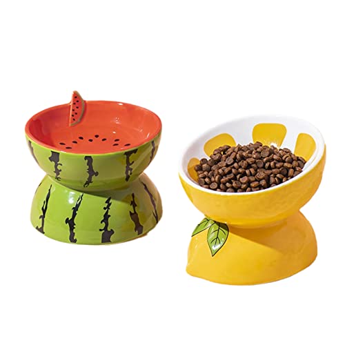 Katzennapf Obstnapf Keramik Katzenfutternapf zum Schutz der Halswirbels Schrägmaulmund Hoher Schüssel Katze Futter Wassernapf Hund Katze Reisschale Zitronenschale + Wassermelonennapf Katzennapf Obstnapf Keramik Katzenfutternapf zum Schutz der Halswirbels Schrägmaulmund Hoher Schüssel Katze Futter Wassernapf Hund Katze Reisschale Zitronenschale + Wassermelonennapf von joyxiwa