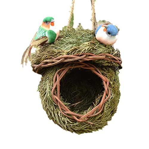 Stroh-Vogelnest Vogelhaus Vogelnest Outdoor Garten Dekoration Kreativer Vogelkäfig Vogelkäfig – Stroh-Simulation Vogelhaus 100% Naturfaser – Gemütlicher Ruheplatz für Vögel – 15 cm x 15 cm von joyxiwa