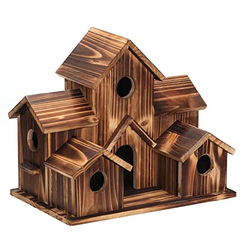 Vogelhaus mit 6 Löchern, handgefertigt, für Papageien, Wellensittiche, Vögel, Sommersprossen, Hamster, Küken, Meerschweinchen, geflammtes Holz, 1 Stück von joyxiwa