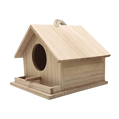 Vogelnest aus Holz zum Aufhängen, Garten, Holzhandwerk, Massivholz, Papageien, kleines Haus, kleines Vogelnest, Holzzuchtkasten für Vögel, Papageien, Paarageien von joyxiwa