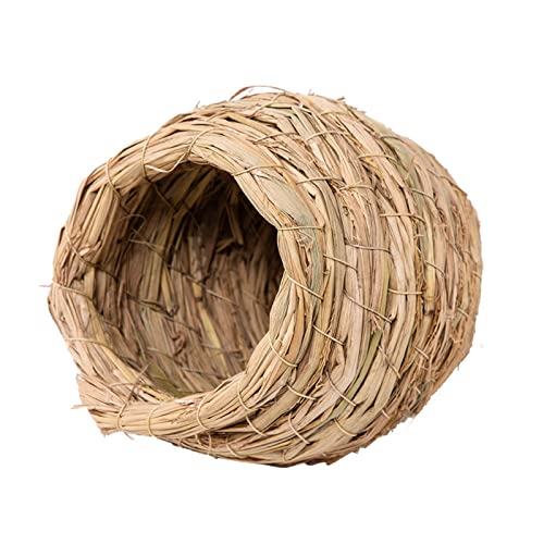 joyxiwa 1 x Vogelnest für Papageien, Vogelnest mit Gras, zum Warmhalten von Eiern, zum Aufhängen, kleines Vogelnest, Stroh, Simulation, Vogelhaus, 100 % Naturfaser, mittlere Größe von joyxiwa