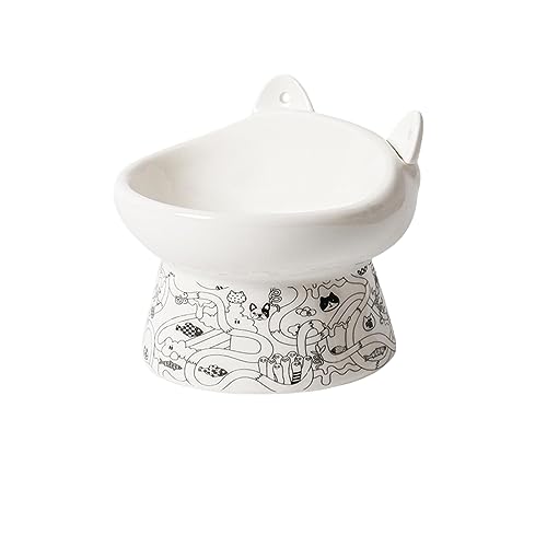 joyxiwa Katzennapf mit hohen Beinen aus Keramik mit Umkippschutz für Halswirbelsäule, Doppelkörnchen, Haustierbedarf, Wasser- und Futterbecken, schwarz und weiß, B-Stil joyxiwa Katzennapf mit hohen Beinen aus Keramik mit Umkippschutz für Halswirbelsäule, Doppelkörnchen, Haustierbedarf, Wasser- und Futterbecken, schwarz und weiß, B-Stil von joyxiwa