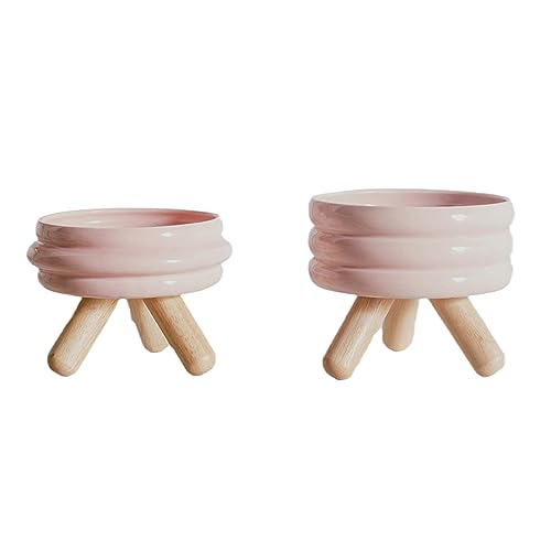 joyxiwa Keramik Farbige Haustier Katze Schüssel Split Typ hohe Fuß Hals Schutz Katze und Hund Futter Becken Rosa Korn Wasser Bowl+Holzrahmen joyxiwa Keramik Farbige Haustier Katze Schüssel Split Typ hohe Fuß Hals Schutz Katze und Hund Futter Becken Rosa Korn Wasser Bowl+Holzrahmen von joyxiwa