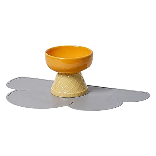 joyxiwa Keramik Katze Schüssel für Gebärmutterhalskrebs Schutz, Trinkwasser, Haustier Produkte, Nette Diagonale Mund Anti Umkippen Hundefutter Becken-Orange Flache Mund+Anti Slip Esszimmer Matte joyxiwa Keramik Katze Schüssel für Gebärmutterhalskrebs Schutz, Trinkwasser, Haustier Produkte, Nette Diagonale Mund Anti Umkippen Hundefutter Becken-Orange Flache Mund+Anti Slip Esszimmer Matte von joyxiwa