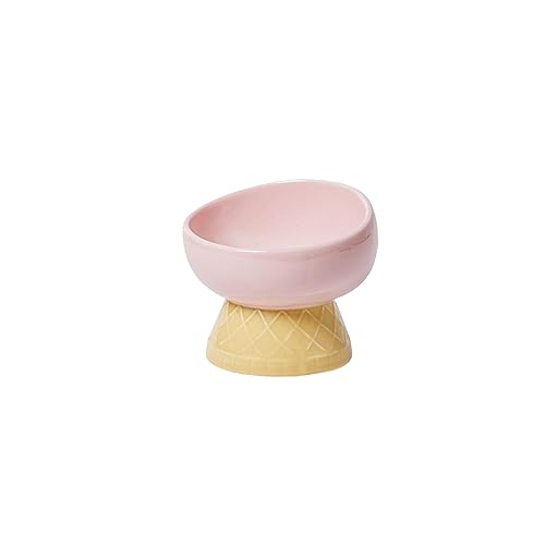 joyxiwa Keramik-Katzennapf für zervikalen Schutz, Trinkwasser, Haustierprodukte, niedlicher diagonaler Mund, Anti-Umkippen, Hundefutter-Becken, rosa, abgeschrägter Mund von joyxiwa