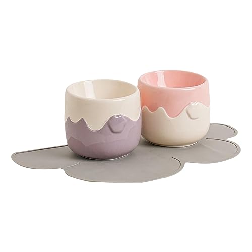 joyxiwa Keramik-Katzennapf zum Schutz der Halswirbelsäule vor Umkippen, große Kapazität, hoher Fuß, Doppelnapf, Haustierfutter-Becken, Pink + Lila + Anti-Rutsch-Matte joyxiwa Keramik-Katzennapf zum Schutz der Halswirbelsäule vor Umkippen, große Kapazität, hoher Fuß, Doppelnapf, Haustierfutter-Becken, Pink + Lila + Anti-Rutsch-Matte von joyxiwa