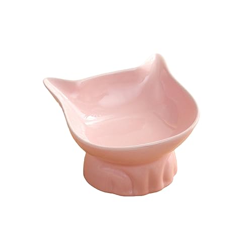 joyxiwa Keramik-Katzenschüssel, Haustierprodukte, Nackenschutz-Schüssel, große Kapazität, Anti-Umkippen Hunde- und Katzenfutter-Becken, rosa Nackenschutz von joyxiwa