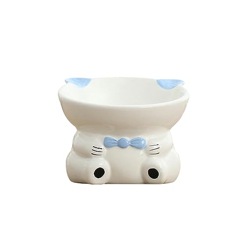 joyxiwa Keramik Nackenschutz, hochbeinige Katze und Hund Schüssel, schräge Mund Katze Becken, Wasser Schüssel, Haustier Produkte-Hand gezeichnet Bär Blau Trompete joyxiwa Keramik Nackenschutz, hochbeinige Katze und Hund Schüssel, schräge Mund Katze Becken, Wasser Schüssel, Haustier Produkte-Hand gezeichnet Bär Blau Trompete von joyxiwa