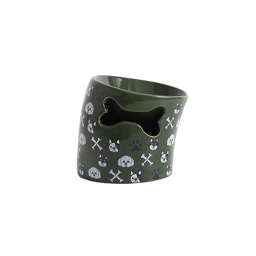 joyxiwa Keramikbecken für Katzen und Hunde, Anti-Umkipp-Schutz für Halswirbel, Haustierprodukte, schräge Mundschale, Grün von joyxiwa