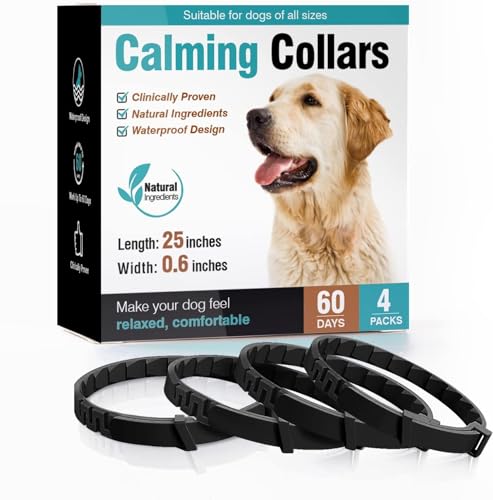 Beruhigendes Halsband für Haustiere, 4 Stück, beruhigende Halsbänder, verstellbar, beruhigende Halsbänder, Angstlinderung, Stress, Pheromon-Halsband für Haustiere, bequem, hält 30 Tage (Hund, schwarz) Beruhigendes Halsband für Haustiere, 4 Stück, beruhigende Halsbänder, verstellbar, beruhigende Halsbänder, Angstlinderung, Stress, Pheromon-Halsband für Haustiere, bequem, hält 30 Tage (Hund, schwarz) von junweideyi