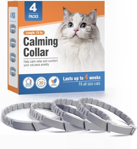 Beruhigendes Halsband für Haustiere, 4 Stück, beruhigende Halsbänder, verstellbar, beruhigende Halsbänder, Angstlinderung, Stress, Pheromon-Halsband für Haustiere, bequem, hält 30 Tage (Katzen-Grau) Beruhigendes Halsband für Haustiere, 4 Stück, beruhigende Halsbänder, verstellbar, beruhigende Halsbänder, Angstlinderung, Stress, Pheromon-Halsband für Haustiere, bequem, hält 30 Tage (Katzen-Grau) von junweideyi
