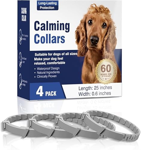Beruhigendes Halsband für Haustiere, 4 Stück, beruhigende Halsbänder, verstellbar, beruhigende Halsbänder, Angstlinderung, Stress, Pheromon-Halsband für Haustiere, bequem, hält 30 Tage (Hundegrau) Beruhigendes Halsband für Haustiere, 4 Stück, beruhigende Halsbänder, verstellbar, beruhigende Halsbänder, Angstlinderung, Stress, Pheromon-Halsband für Haustiere, bequem, hält 30 Tage (Hundegrau) von junweideyi