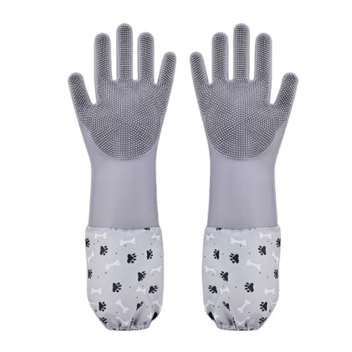 junweideyi Hunde-Badhandschuhe, Hundezahnbürste, 5 Stück, Hunde-Fingerzahnbürste für kleine Rassen und mittelgroße und große Hunde, Silikon-Waschhandschuhe mit hochdichten Zähnen (Grau verlängert) von junweideyi