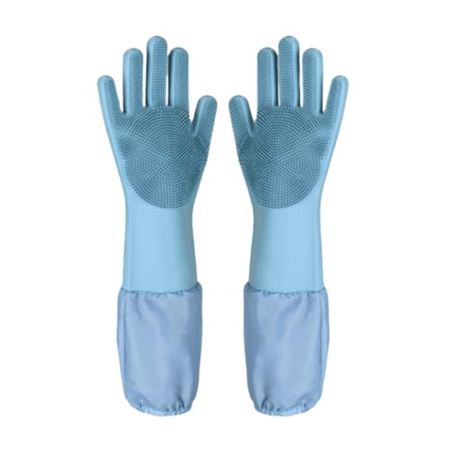 junweideyi Hundebadhandschuhe, Hundezahnbürste, 5 Stück, Hunde-Fingerzahnbürste für kleine Rassen und mittelgroße und große Hunde, Silikon-Waschhandschuhe mit hochdichten Zähnen (Nebelblau verlängert) von junweideyi