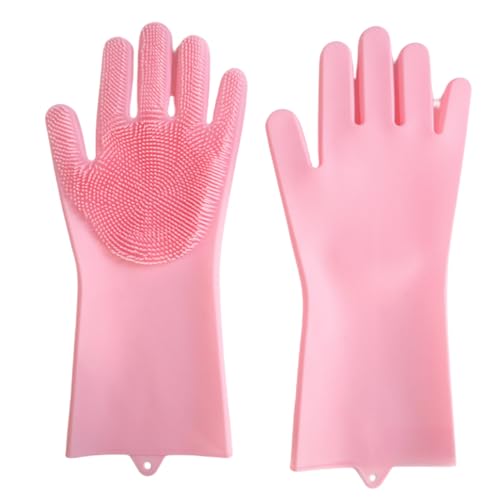 junweideyi Hundebadhandschuhe, Hundezahnbürste, 5 Stück, Hunde-Fingerzahnbürste für kleine Rassen und mittelgroße und große Hunde, Silikon-Waschhandschuhe mit hochdichten Zähnen (Rosa, 240 g) von junweideyi