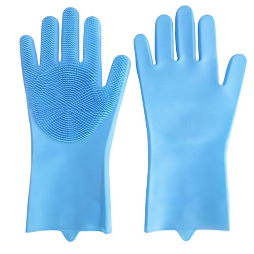 junweideyi Hundebadhandschuhe, Hundezahnbürste, 5 Stück, Hunde-Fingerzahnbürste für kleine Rassen und mittelgroße und große Hunde, Silikon-Waschhandschuhe mit hochdichten Zähnen (blau, 240 g) von junweideyi