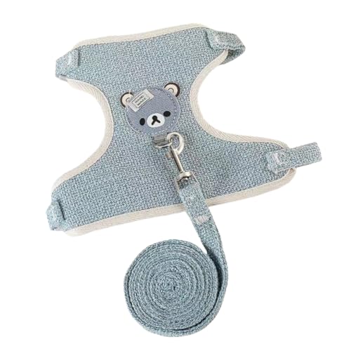 Jushion Hasengeschirr Mit Leine,120cm,Verstellbare Leine für Kaninchen,Verstellbare Katzengeschirr Kaninchen Geschirr Hasenleine Zwergkaninchen (Blau, S (1-3Kg)) von jushion