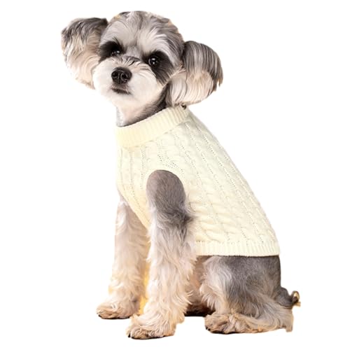 jyibinee Ärmelloser Haustierpullover, Haustierpullover, Revers-Design, bequem, warm, Winterweste für Hunde und Katzen, modische Haustierkleidung, Beige, Größe M von jyibinee