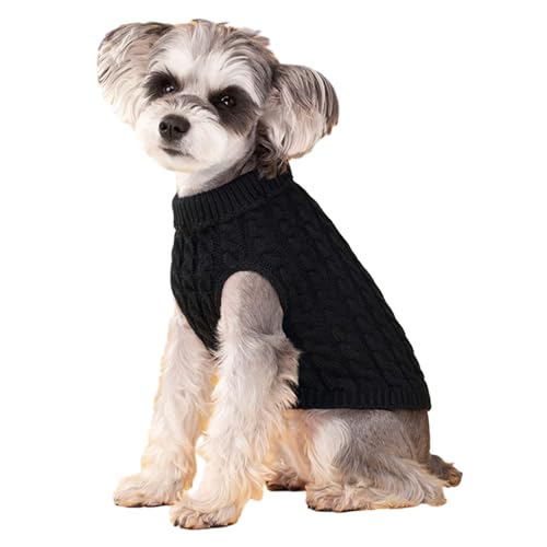 jyibinee Ärmelloser Haustierpullover, Haustierpullover, Revers-Design, bequem, warm, Winterweste für Hunde und Katzen, modische Haustierkleidung, Schwarz, Größe S von jyibinee