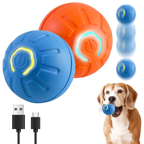 Interactive Pet Toy Automatic Rolling Ball, 2024 Neuestes Smart Automatisch Rollender Haustierball, Katzenballspielzeuge Interaktive Automatisch Drehbare 360° Kugel mit USB-Ladefunktion (Orange+Blau) von kailisi