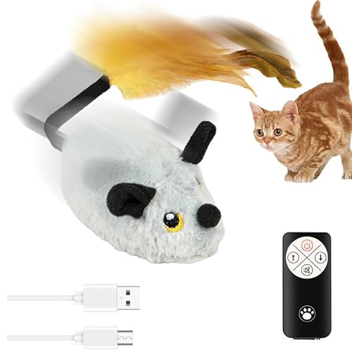kailisi Elektrische Spielmaus für Katzen, 2025 Neu Mäuse Katzenspielzeug Ferngesteuert, Interaktives Spielzeug Maus mit LED-Licht Realistischen Geräuschen USB-Aufladung für Katzen (Grau,1Pcs) von kailisi