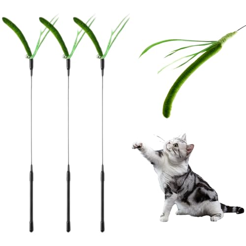 kailisi Interaktives Katzenspielzeug, 2025 Neu Katzenangel Feder Intelligenz Katzen Spielzeug, Grasähnliche extra Lange Katzenrute Cat Toys für Kleine Große Katzen (Grün B) von kailisi