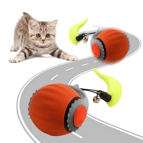 kailisi Interaktives Katzenspielzeug Ball, 2025 Neu Smart Automatisch Rollender Haustierball, Katzenballspielzeuge Interaktive Automatisch Drehbare 360° Kugel Katzen Spielzeug (Orange,2Pcs) von kailisi