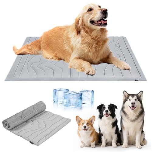 kailisi Kühlmatte für Hunde, 2025 Neu Große Kühlmatte aus Selbstkühlend Eisseide, rutschfest Waschbar Hundekühlmatte Kühl Betten Kaltgelpad, Haustier Matte Kühlpads Gel für Katen und Hunde (Grau, L) kailisi Kühlmatte für Hunde, 2025 Neu Große Kühlmatte aus Selbstkühlend Eisseide, rutschfest Waschbar Hundekühlmatte Kühl Betten Kaltgelpad, Haustier Matte Kühlpads Gel für Katen und Hunde (Grau, L) von kailisi