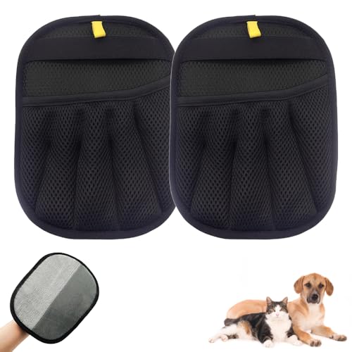 kailisi Pet Hair Remover Gloves, 2025 Neu Fellpflege Handschuhe Fell Magnet handschuh, Tierhaarentferner Doppelseitige Antistatische Haustier Handschuh für Glattes und Gesundes Fell (Schwarz,2Pcs) von kailisi