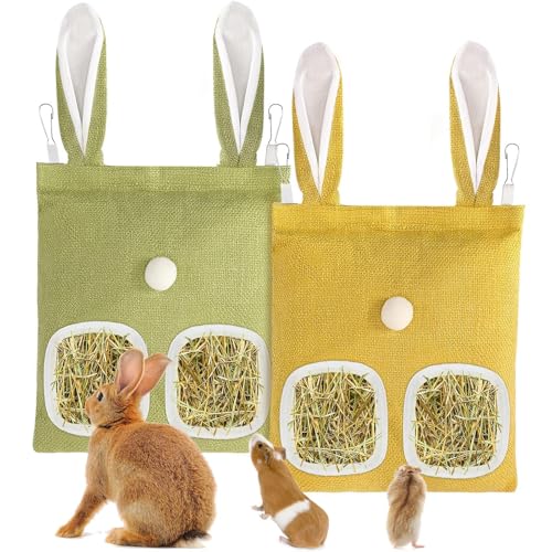 kaiolbly 2 Stück Heusack für Kaninchen, 2-Loch Kaninchen Heu Futterspender für Meerschweinchen, Kaninchen, Chinchillas, Hamster, Mäuse und kleine Haustiere kaiolbly 2 Stück Heusack für Kaninchen, 2-Loch Kaninchen Heu Futterspender für Meerschweinchen, Kaninchen, Chinchillas, Hamster, Mäuse und kleine Haustiere von kaiolbly