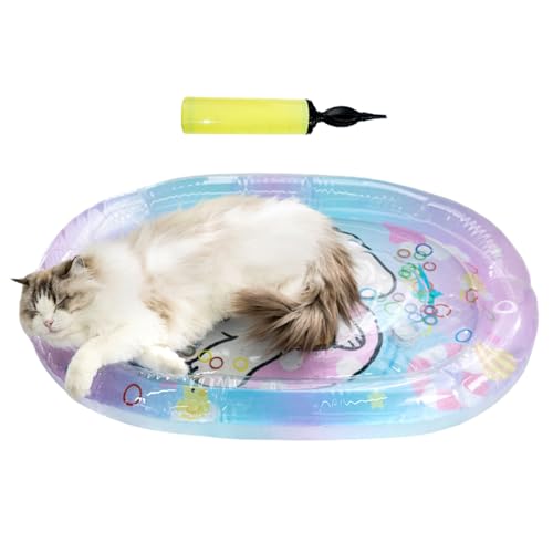 kaiop Wassermatte Für Katzen | Kühlmatte Für Katzen Mit Luftpumpe | Kratzfeste Wasser Sinnes Spielmatte Zur Entspannung Abkühlung Unterhaltung,Für Zuhause Indoor Boden von kaiop