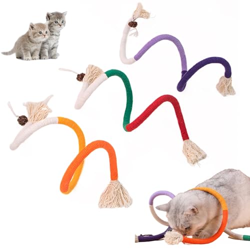 kaiyaya 3 Stück Katzenminze Beißseil Spielzeug,Cat Toyskatzenbeißseil Kauspielzeug Cat Toys Katze Mit Katzenspielzeug Interaktives Ür für Katzen Zahnpflege und Gegen Mundgeruch(Rot,Lila,Orange) von kaiyaya