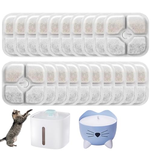 kaiyaya Pack of 20 Cat Fountain Filters for Catit Pixi Drinking Fountain,Katzenbrunnen Filter Triple Filter System Replacement Filter with Resin and Activated Carbon Triple Filter System von kaiyaya