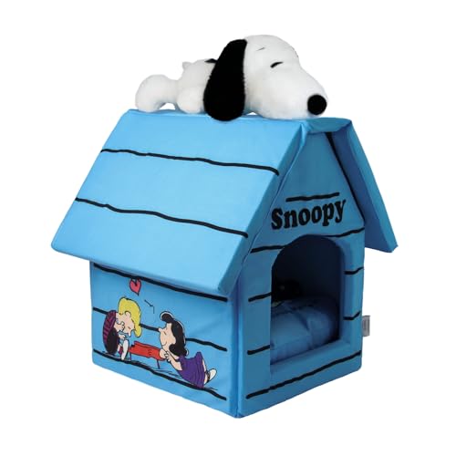Kashima Snoopy Haustierhaus für Kleine Hunde & Katzen - Offizielles Peanuts Indoor Hundebett mit Abnehmbarem Kissen und Plüschtier, Bedeckte Haustierhöhle - Blau Kashima Snoopy Haustierhaus für Kleine Hunde & Katzen - Offizielles Peanuts Indoor Hundebett mit Abnehmbarem Kissen und Plüschtier, Bedeckte Haustierhöhle - Blau von kashima
